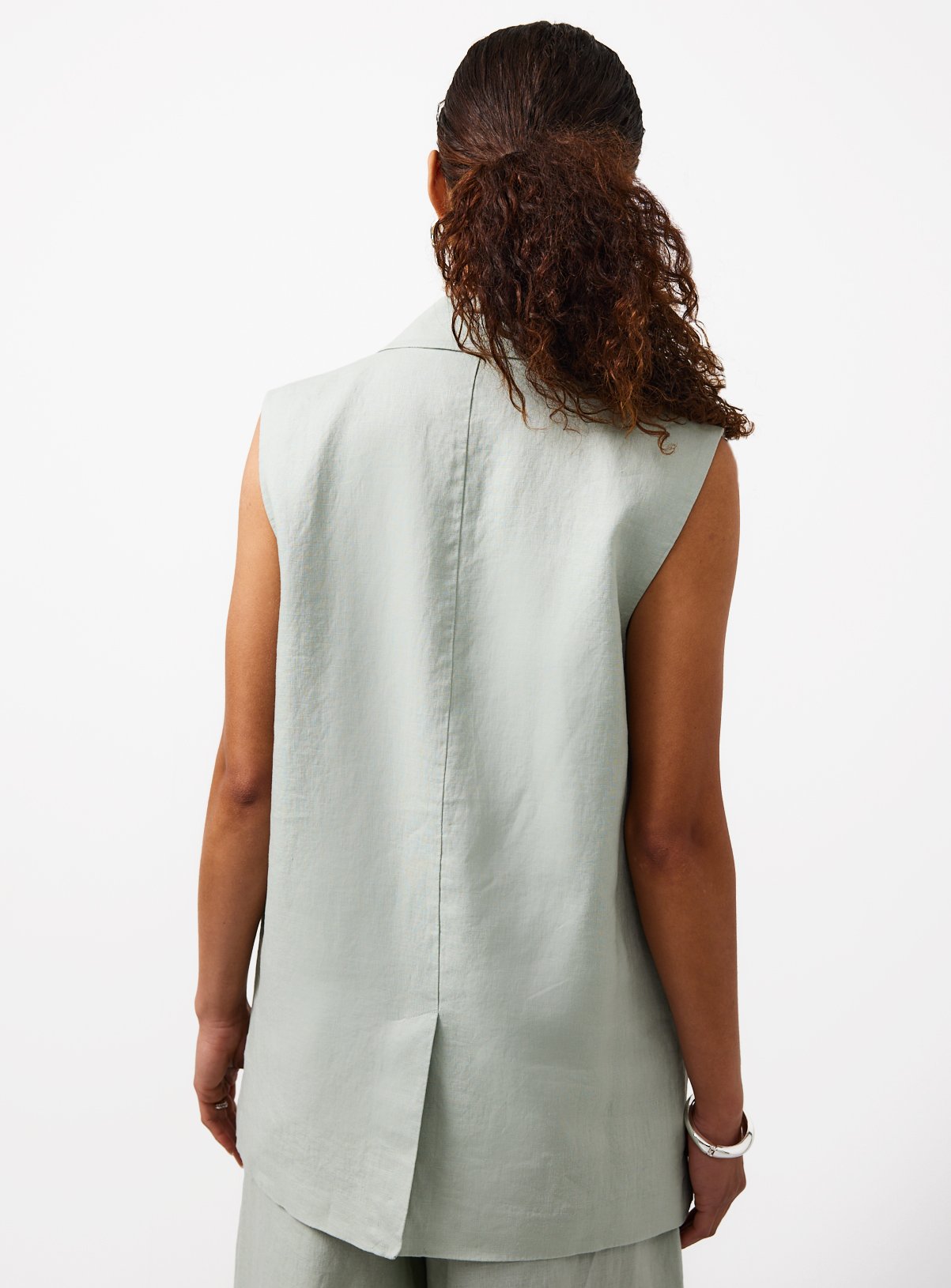 Green Pure Linen Longline Co-ord Waistcoat 14 - Image 4 thumbnail